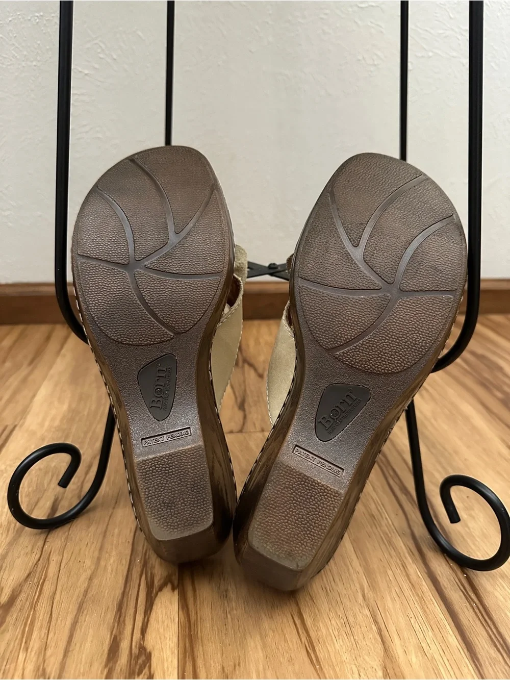 Born Tan Flower Thong Wedge Sandals